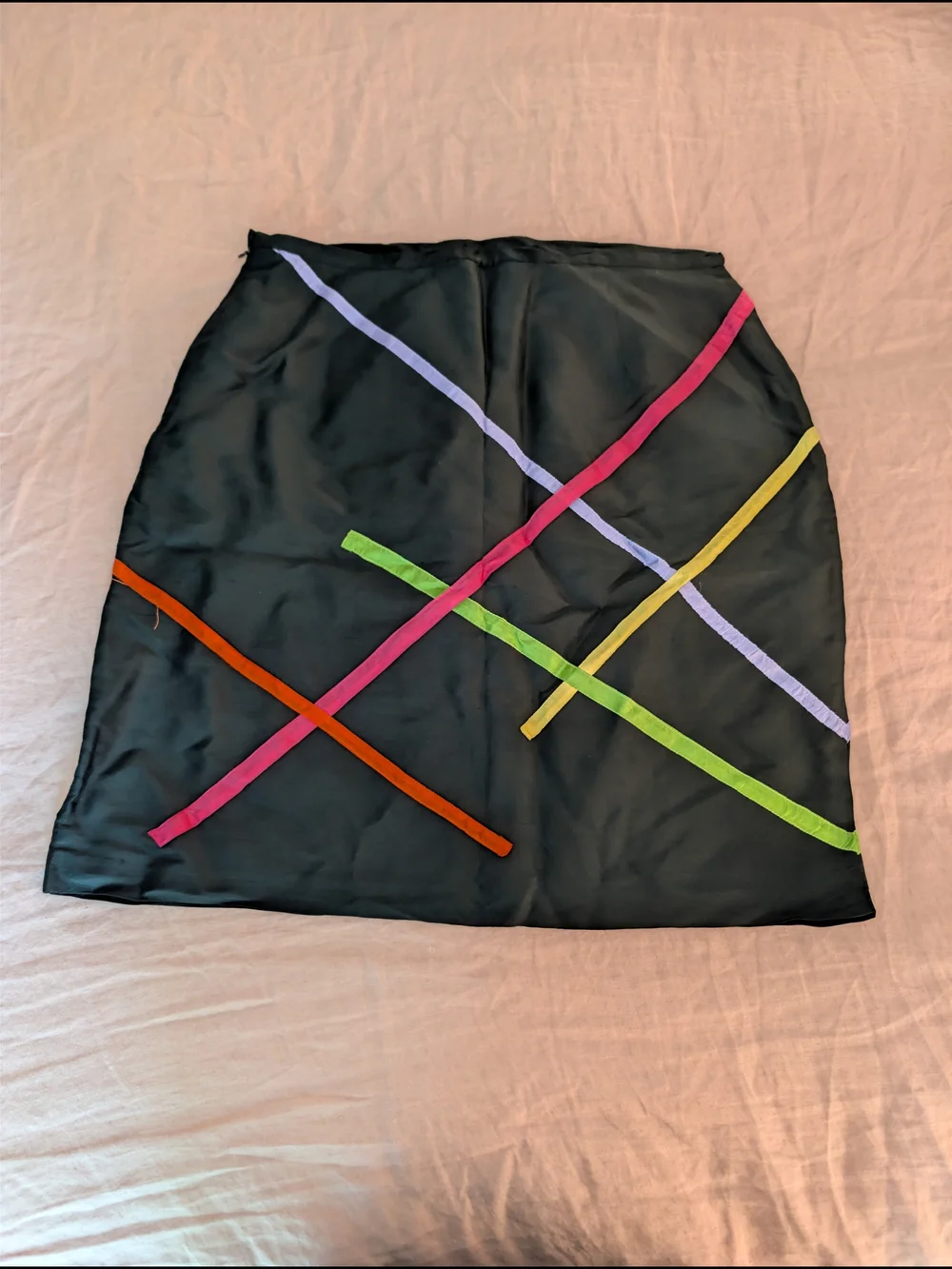 Vintage SilkLand 100% Silk Abstract Ribbon Geometric Mini Skirt Size 12